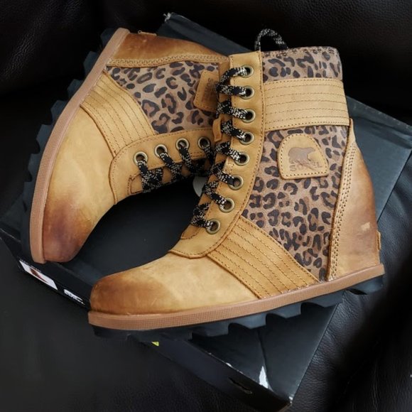 Sorel Shoes - Sorel RARE Leopard Print Lexie wedges